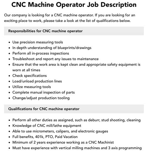 cnc machine operator job requirements|metalworking and forging machine operators.